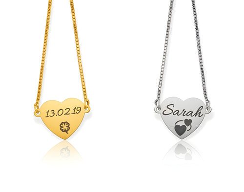 Adjustable Bracelet with Heart Charm & Cubic Zirconia - EG LASER ENGRAVING