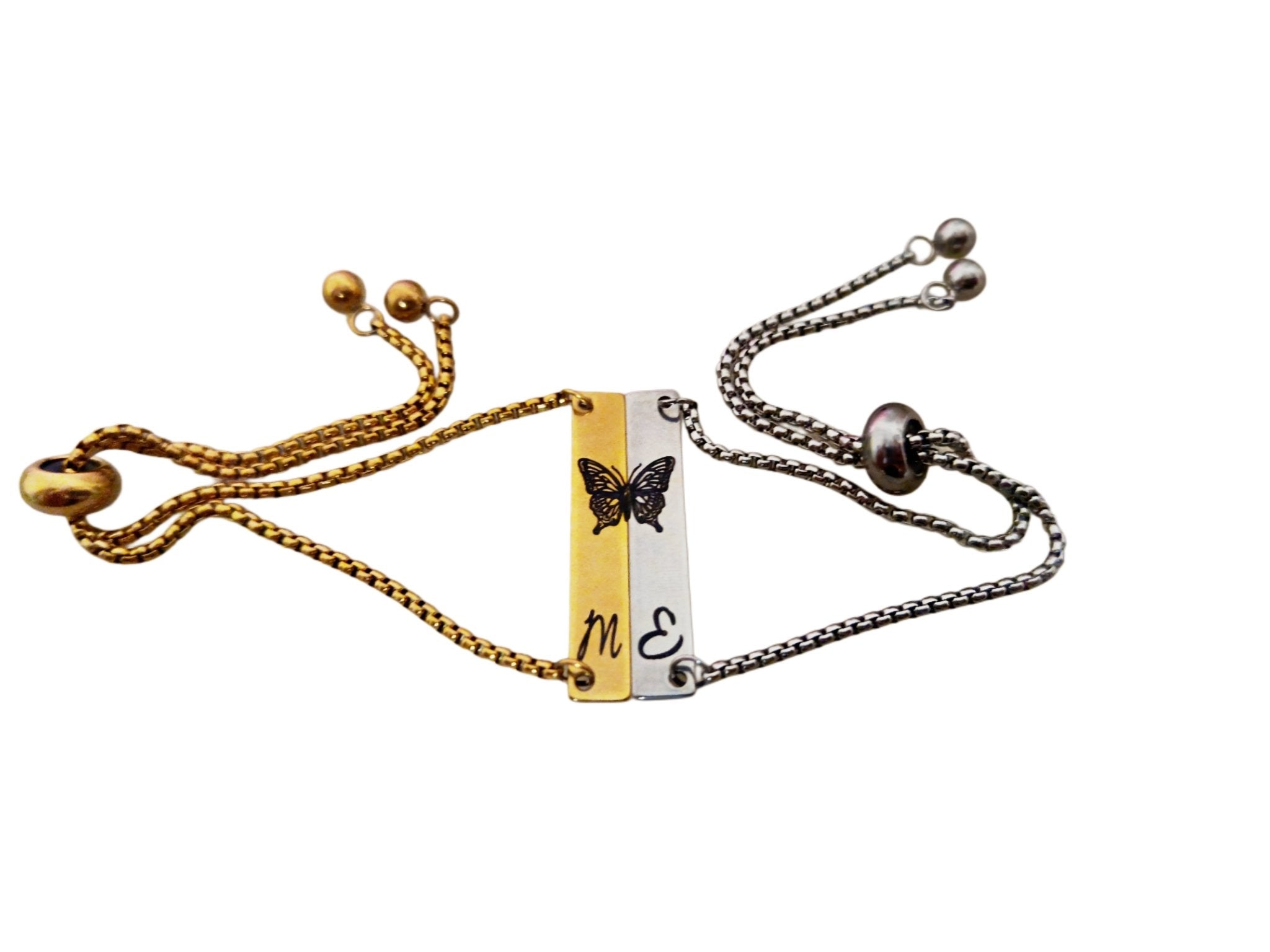 Personalised Half Butterfly Couple Bracelets (Gold or Silver) - EG LASER ENGRAVING