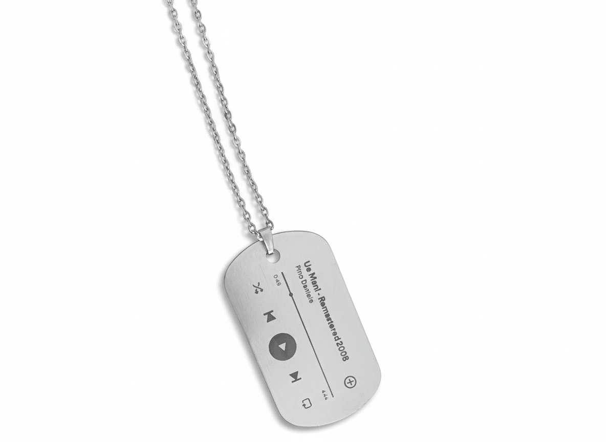 Personalised Spotify Code Necklace – Silver & Black Aluminum - EG LASER ENGRAVING