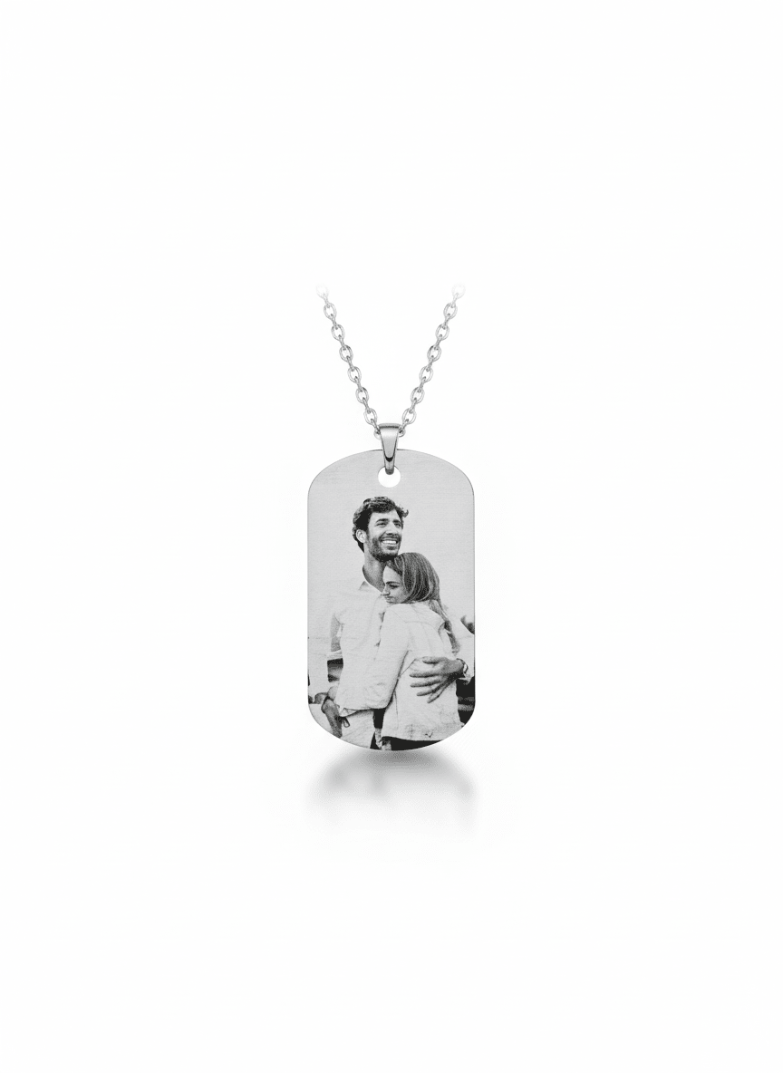 Personalized Small Photo Tag Necklace - EG LASER ENGRAVING