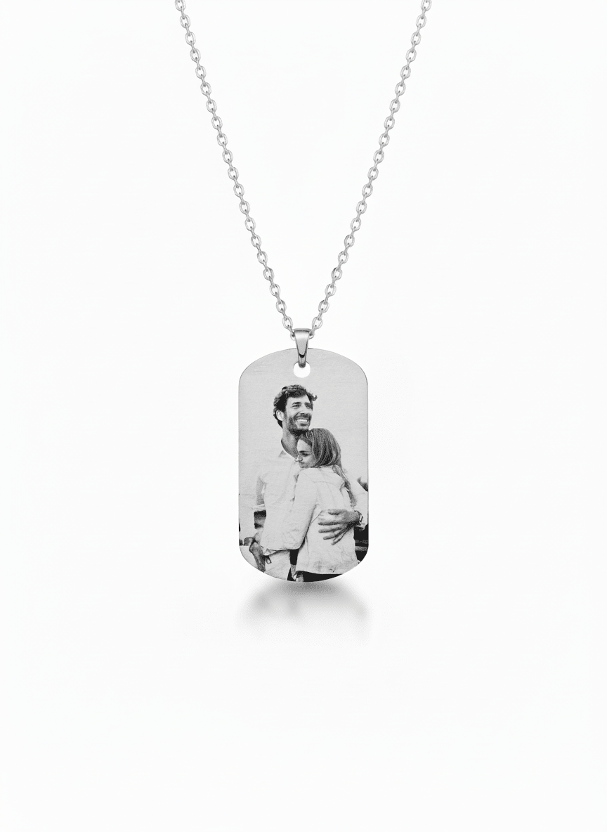 Personalized Small Photo Tag Necklace - EG LASER ENGRAVING