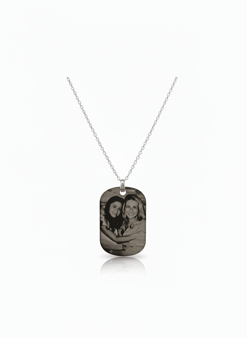 Personalized Small Photo Tag Necklace - EG LASER ENGRAVING